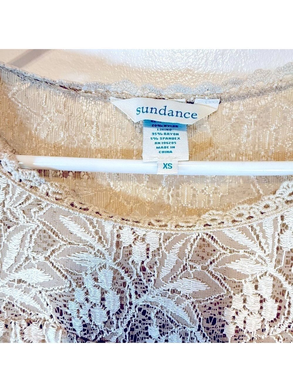 Sundance Cream Lace Mini Dress, neutral slip under topper. - Picture 7 of 9